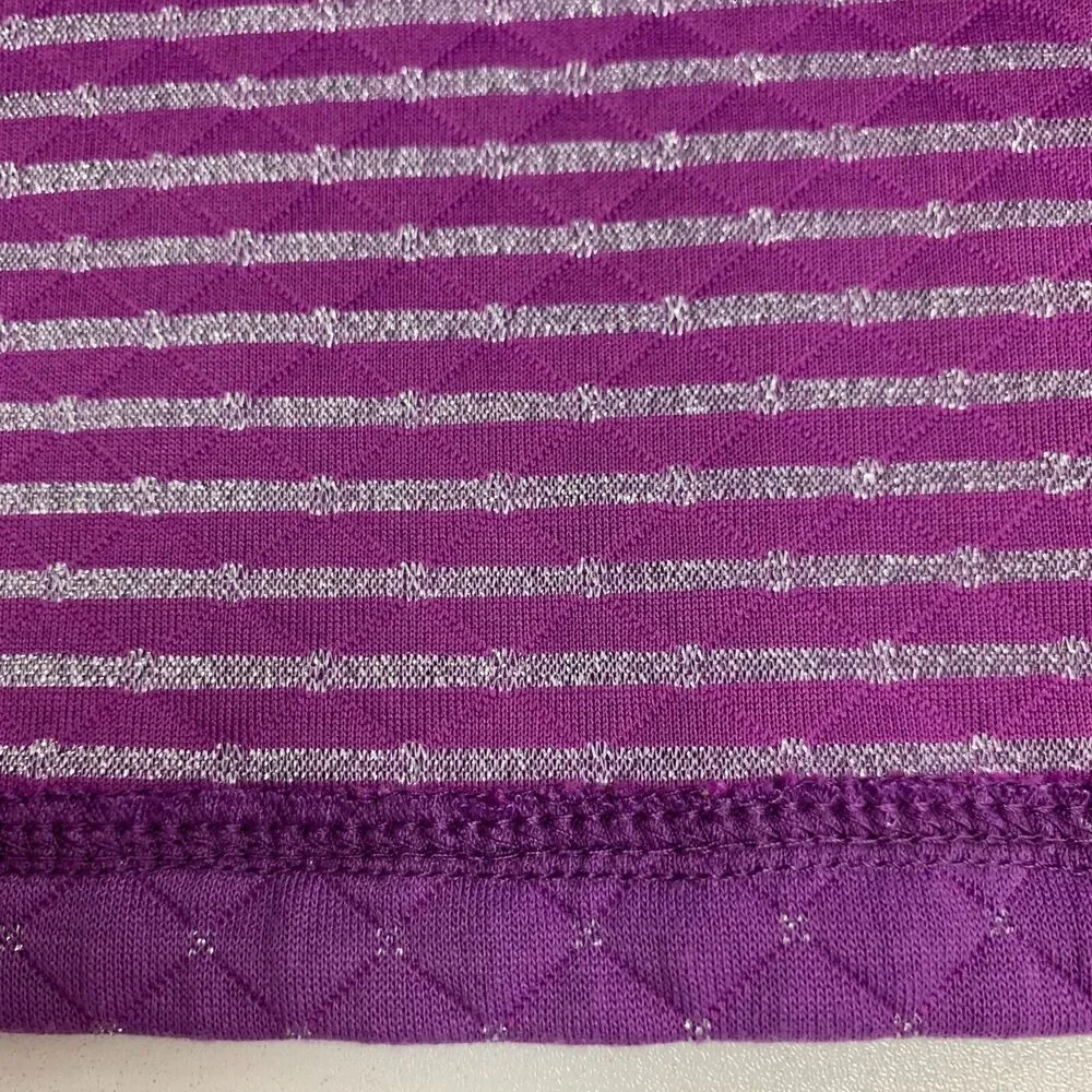Allison Daley Quilted Vest Womens XS Extra Small Purple Sparkly Full Zip Pockets